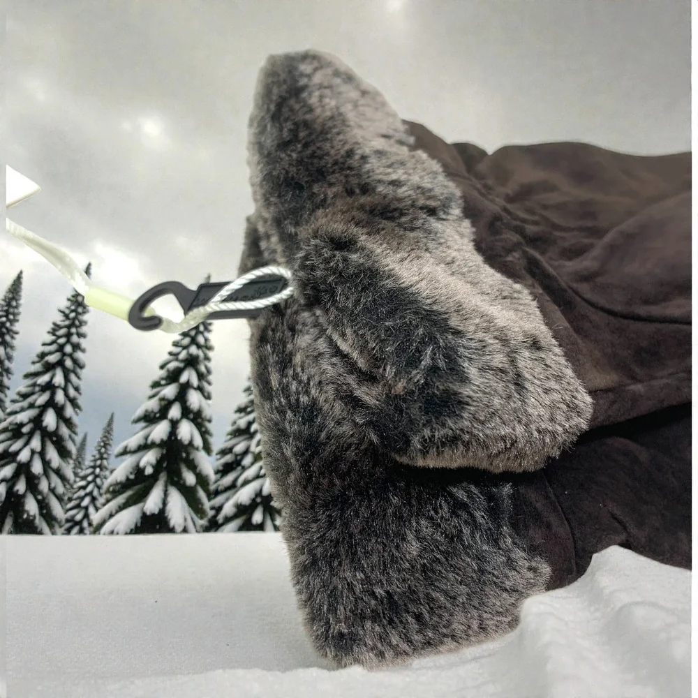 NEW Warmen Women's Brown Suede Fur Trimmed Gloves Sz L Touchscreen Compatible